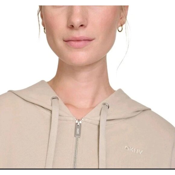 DKNY Women's Terry Zip Front Jacket Size XX-large /cream NWT - Picture 4 of 7